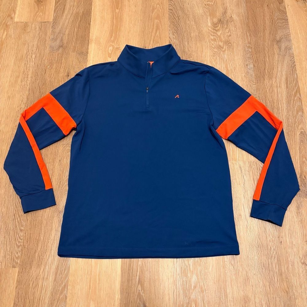 Redvanly Fulton 1/4 Zip Pullover Medium Blue Red Performance Stretch Golf
